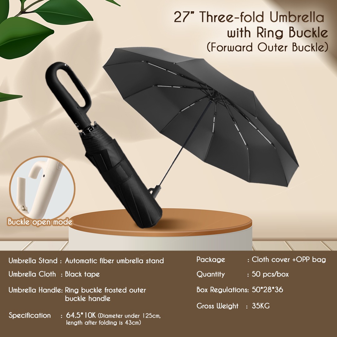 27 three-fold Umbrella with Ring Buckle